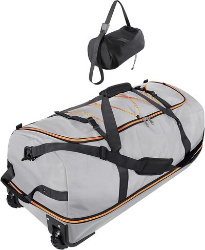 32" 1680D Oxford Foldable Duffle Bag with 2 Wheels,110L to 140L Expandable Soft Sided Rolling Travel Bag,Black-red in Saudi Arabia