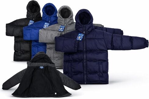Revess Infant Boys Fleece-Lined Hooded Puffer Jacket- Quilted Coat, 6 Pack, Assorted Colors, Sizes 6-24 Months in Saudi Arabia