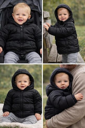 Revess Infant Boys Fleece-Lined Hooded Puffer Jacket- Quilted Coat, 6 Pack, Assorted Colors, Sizes 6-24 Months in Saudi Arabia