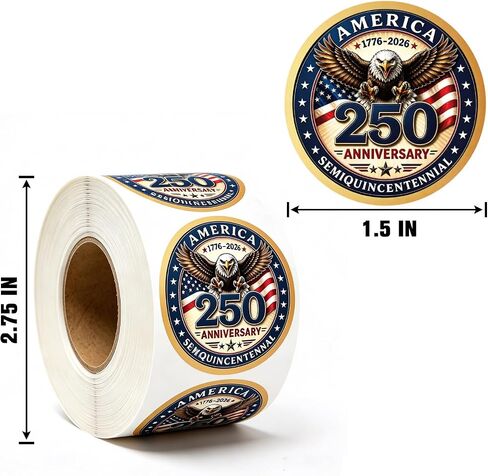 500 PCS 250th Anniversary Sticker 250 Anniversary USA Merchandise 250th Anniversary Decal for 4th of July Party Window Water in Kuwait