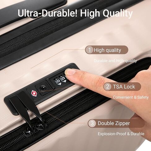 Rosamo 3 piece Luggage Set Expandable Suitcase 22x14x9 Airline Approved Carry on, Front Opening ABS Hard Case Suitcases with Spinner Wheels, TSA Lock (Beige) in Saudi Arabia