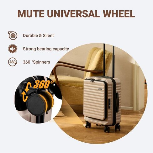 Rosamo 3 piece Luggage Set Expandable Suitcase 22x14x9 Airline Approved Carry on, Front Opening ABS Hard Case Suitcases with Spinner Wheels, TSA Lock (Beige) in Saudi Arabia