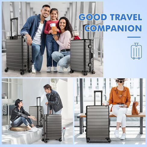 2-Piece Zipperless Luggage Set,20/26 Inch, Airline Approved Carry-On 22x14x9, 9H Scratch-Proof PC Hardshell, Aluminum Frame, 360° Spinner Wheels, Checked Suitcases, Gray in Saudi Arabia