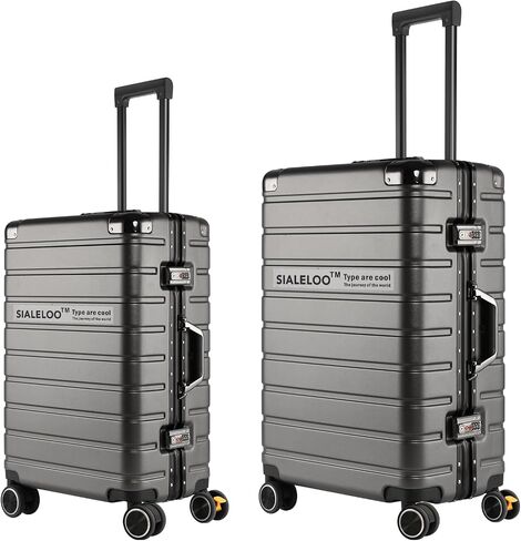 2-Piece Zipperless Luggage Set,20/26 Inch, Airline Approved Carry-On 22x14x9, 9H Scratch-Proof PC Hardshell, Aluminum Frame, 360° Spinner Wheels, Checked Suitcases, Gray in Saudi Arabia