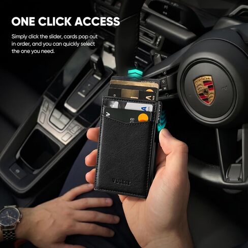 VULKIT Men's Slim Wallets Pop Up Card Holder RFID Blocking Metal Wallet Minimalist Design Holds Up to 11 Cards in Kuwait