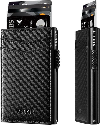 VULKIT Men's Slim Wallets Pop Up Card Holder RFID Blocking Metal Wallet Minimalist Design Holds Up to 11 Cards in Kuwait
