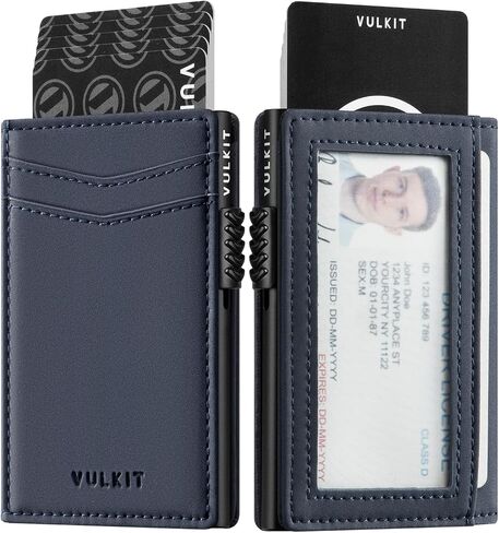VULKIT Men's Slim Wallets Pop Up Card Holder RFID Blocking Metal Wallet Minimalist Design Holds Up to 11 Cards in Kuwait