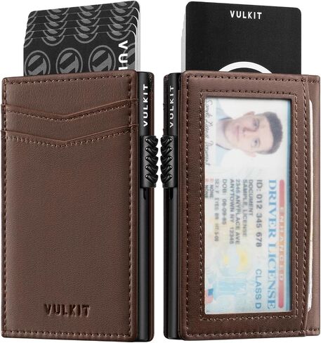 VULKIT Men's Slim Wallets Pop Up Card Holder RFID Blocking Metal Wallet Minimalist Design Holds Up to 11 Cards in Kuwait