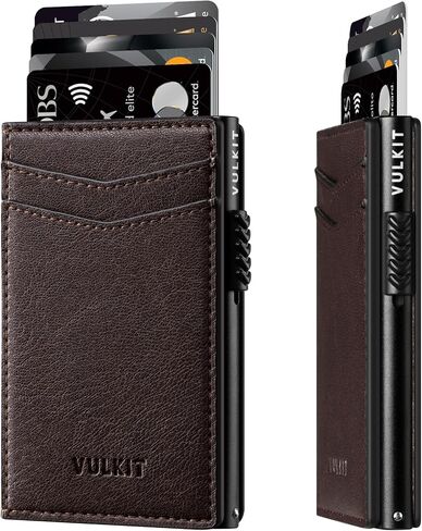 VULKIT Men's Slim Wallets Pop Up Card Holder RFID Blocking Metal Wallet Minimalist Design Holds Up to 11 Cards in Kuwait