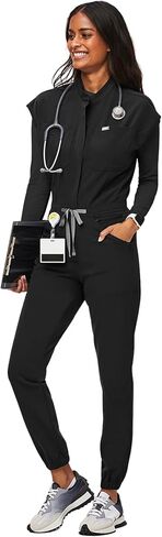 بدلة FIGS النسائية Rafaela Cargo Jogger Scrub - أسود، XXS in Kuwait