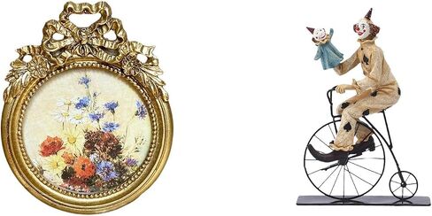 Qianly Round Picture Frame Small Vintage Frame Decorative Ornate Resin Clown Figurine Sculpture Handcrafted Suitable for Home Display Office in Saudi Arabia