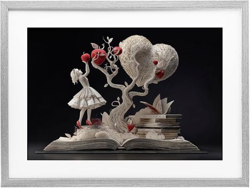 Stupell Industries 'Paper Sculpture Style Fairytale', Framed Print Under Glass, Gray, 20 x 14 Inches, Easy to Hang and Sturdy, Made in USA, by The Wands Want in Kuwait
