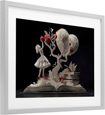 Stupell Industries 'Paper Sculpture Style Fairytale', Framed Print Under Glass, Gray, 20 x 14 Inches, Easy to Hang and Sturdy, Made in USA, by The Wands Want in Kuwait