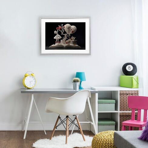 Stupell Industries 'Paper Sculpture Style Fairytale', Framed Print Under Glass, Gray, 20 x 14 Inches, Easy to Hang and Sturdy, Made in USA, by The Wands Want in Kuwait