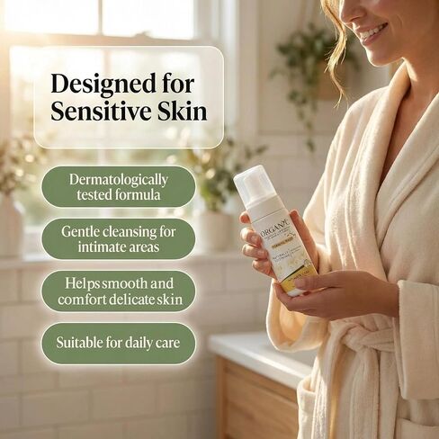Organyc Intimate Foaming Wash for Women, Sensitive Skin Care, Certified Organic Ingredients, pH Balanced, Chamomile & Calendula, Gentle Daily Cleanser, 6.08 fl oz in Saudi Arabia