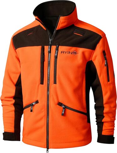 AYIN Blaze Orange Hybrid Hunting Jacket – Windproof Water-Resistant Fleece Coat with 8 Pockets – Safety Gear for Upland/Deer in Saudi Arabia
