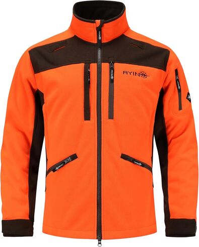 AYIN Blaze Orange Hybrid Hunting Jacket – Windproof Water-Resistant Fleece Coat with 8 Pockets – Safety Gear for Upland/Deer in Saudi Arabia