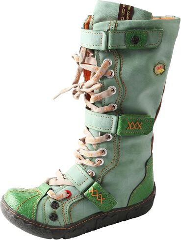 TMA EYES Women's Leather Knee High Winter Boots Flat Heel in Kuwait