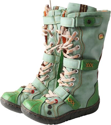 TMA EYES Women's Leather Knee High Winter Boots Flat Heel in Kuwait