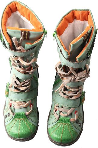 TMA EYES Women's Leather Knee High Winter Boots Flat Heel in Kuwait