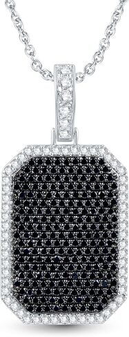 2.50 Carat Round Shape Black & White Diamond Men's & Women' Dog Tag Pendent in 14K Two Tone Gold Plated 925 Silver in Saudi Arabia
