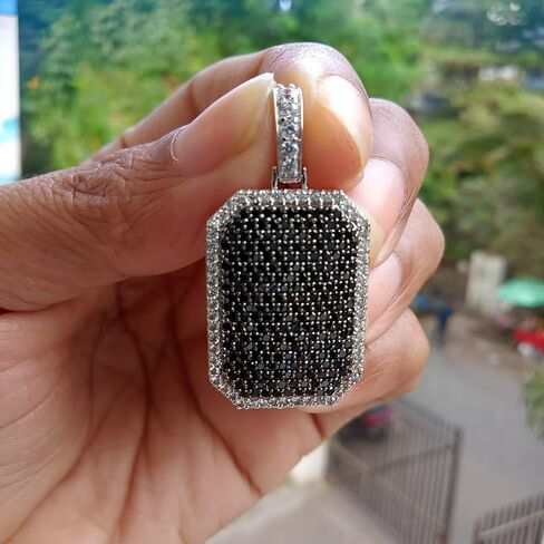 2.50 Carat Round Shape Black & White Diamond Men's & Women' Dog Tag Pendent in 14K Two Tone Gold Plated 925 Silver in Saudi Arabia