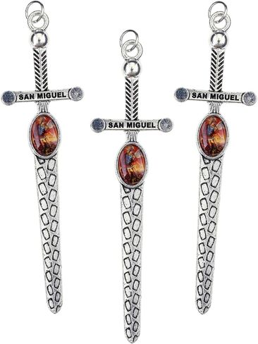 Needzo St. Michael Cross Sword Pendant, Religious Archangel Patron Saint Jewelry Accessory, Catholic Gifts, 3.75 Inches (Pack of 3) in Kuwait