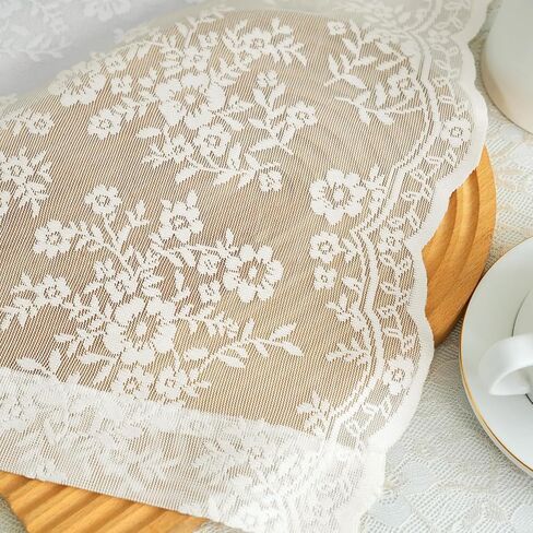 Vintage Lace Curtains 63 Inches Length with Floral and Branch Pattern, Elegant Romantic Sheer Light Filtering Lacy Drapes for Living Room Bedroom, 52 x 63 Inch Ivory, Set of 2 Panels in Saudi Arabia