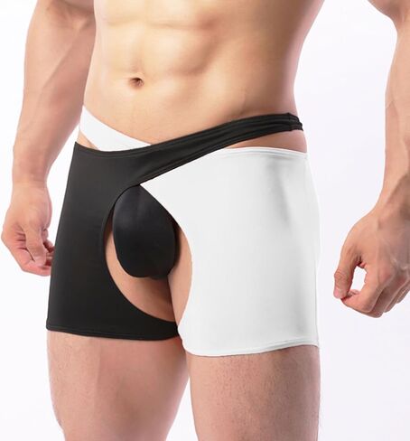 Men’s Open Back Boxer Briefs Red Black Low Rise Cutout Shorts for Club Party & Lingerie in Kuwait