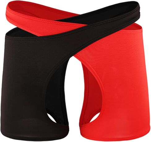 Men’s Open Back Boxer Briefs Red Black Low Rise Cutout Shorts for Club Party & Lingerie in Kuwait