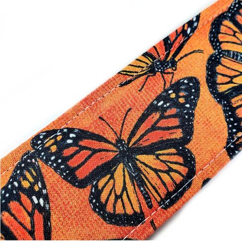 Monarch Butterfly Guitar Strap, Genuine Leather Ends, Includes 2 Strap Locks & 1 Pick. Adjustable Strap, Pick Pocket, For Bass, Electric & Acoustic Guitars Gift for Guitar Players Men, Women & Kids in Saudi Arabia