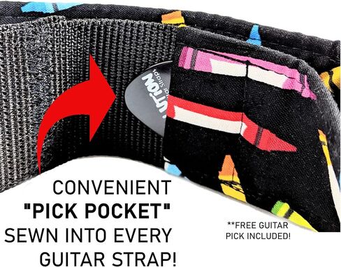 Monarch Butterfly Guitar Strap, Genuine Leather Ends, Includes 2 Strap Locks & 1 Pick. Adjustable Strap, Pick Pocket, For Bass, Electric & Acoustic Guitars Gift for Guitar Players Men, Women & Kids in Saudi Arabia