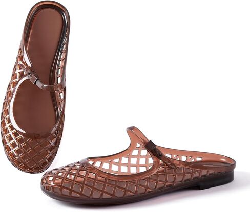 Women Mary Jane Jelly Mule Flat Sandals Waterproof Beach Pool Comfort Soft Insole Breathable Hollow Quick-Dry Summer Adjustable Buckle Strap Water Slides in Saudi Arabia