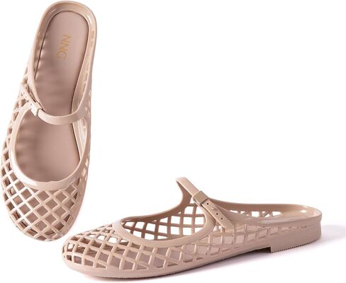 Women Mary Jane Jelly Mule Flat Sandals Waterproof Beach Pool Comfort Soft Insole Breathable Hollow Quick-Dry Summer Adjustable Buckle Strap Water Slides in Saudi Arabia