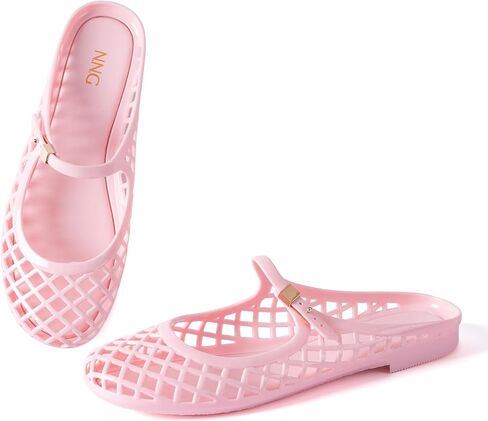 Women Mary Jane Jelly Mule Flat Sandals Waterproof Beach Pool Comfort Soft Insole Breathable Hollow Quick-Dry Summer Adjustable Buckle Strap Water Slides in Saudi Arabia