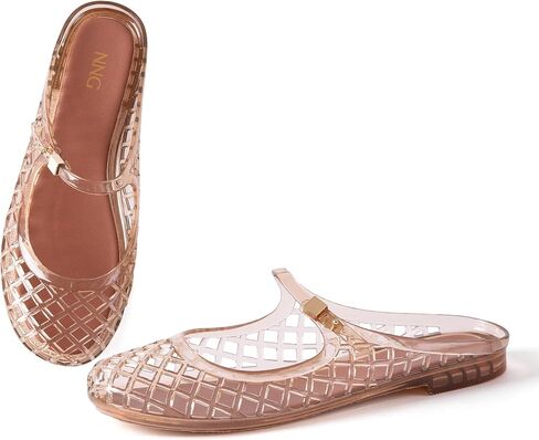 Women Mary Jane Jelly Mule Flat Sandals Waterproof Beach Pool Comfort Soft Insole Breathable Hollow Quick-Dry Summer Adjustable Buckle Strap Water Slides in Saudi Arabia