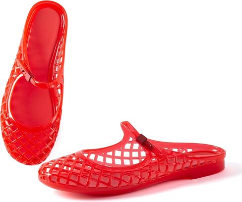 Women Mary Jane Jelly Mule Flat Sandals Waterproof Beach Pool Comfort Soft Insole Breathable Hollow Quick-Dry Summer Adjustable Buckle Strap Water Slides in Saudi Arabia