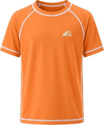 قميص سباحة للأولاد Rash Guard، قمصان قصيرة الأكمام للأطفال والشباب للحماية من الشمس، عامل حماية من الشمس 50+ ملابس سباحة سريعة الجفاف لركوب الأمواج على الماء in Kuwait