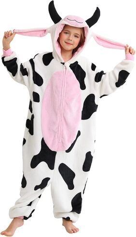 ATOZ Unisex Children Animal Cow-Velvet Onesie, Halloween Costume Pajamas Christmas Cosplay Sleepwear For Boys Girls in Saudi Arabia