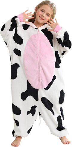 ATOZ Unisex Children Animal Cow-Velvet Onesie, Halloween Costume Pajamas Christmas Cosplay Sleepwear For Boys Girls in Saudi Arabia