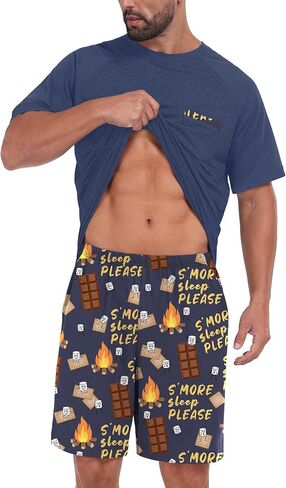 Mens Pajamas Set Lightweight Summer Pjs Sleepwear Quick Dry Soft Comfy Short Sleeve Loungewear Shorts (S-4X) in Saudi Arabia