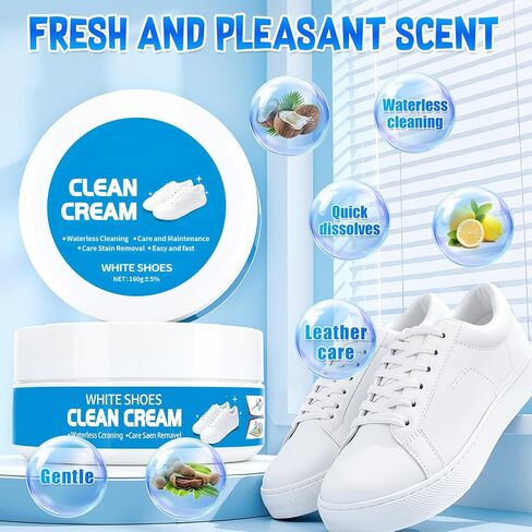 2PCS White Shoe Cleaning Cream, Multipurpose No-Wash Solid Paste with Sponge,Multipurpose White Shoes Clean Cream, Shoes Cleaner for Leather Sneakers Soles in Saudi Arabia