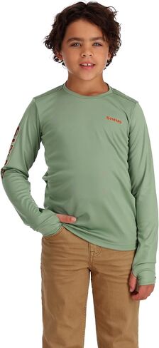 سترة Simms Kid's Solar Tech Crewneck لصيد الأسماك، عامل حماية من الأشعة فوق البنفسجية 30، مجال/باس، متوسط in Kuwait