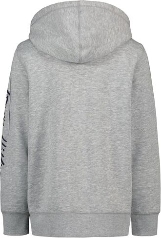 Tommy Hilfiger Boys' Long Sleeve Fleece Full Zip Hoodie with Front Pockets, Signature Grey Heather, 10-12 in Kuwait