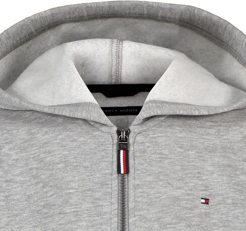 Tommy Hilfiger Boys' Long Sleeve Fleece Full Zip Hoodie with Front Pockets, Signature Grey Heather, 10-12 in Kuwait