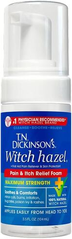T.N. Dickinson’s Witch Hazel Pain & Itch Relief Foam | Maximum Strength with Pramoxine HCl | Lidocaine-Free First Aid Treatment for Sunburn, Bug Bites, Poison Ivy, Skin Irritation & More | 3.5 Fl Oz in Kuwait