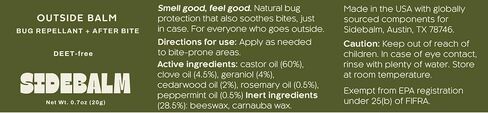 Outside Balm | DEET-Free Natural Bug Balm + After Bite | Cult-Favorite Scented Mosquito & Tick Repellent and Itch Relief, Full-Strength Travel Size in Kuwait