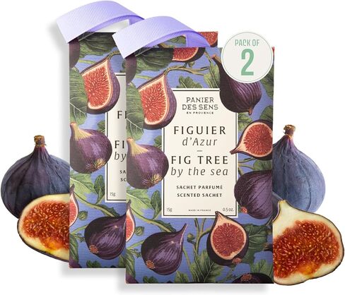 Mediterranean Fig Scented Sachets for Drawers & Closets - Pack of 2 Linen & Closet Fresheners - Made in France by Panier des Sens - 2 x 0.5 Oz in Saudi Arabia