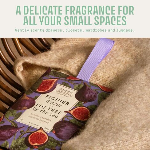 Mediterranean Fig Scented Sachets for Drawers & Closets - Pack of 2 Linen & Closet Fresheners - Made in France by Panier des Sens - 2 x 0.5 Oz in Saudi Arabia