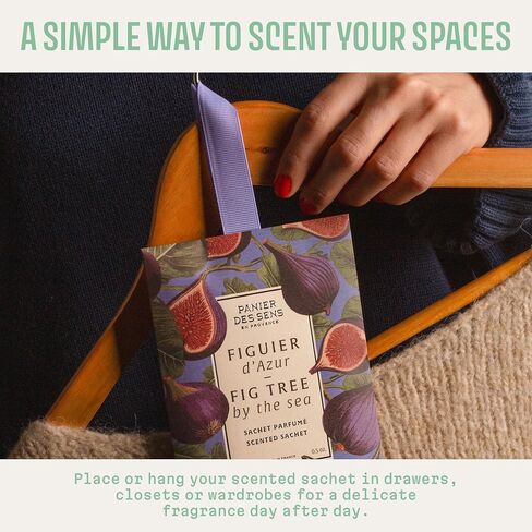 Mediterranean Fig Scented Sachets for Drawers & Closets - Pack of 2 Linen & Closet Fresheners - Made in France by Panier des Sens - 2 x 0.5 Oz in Saudi Arabia